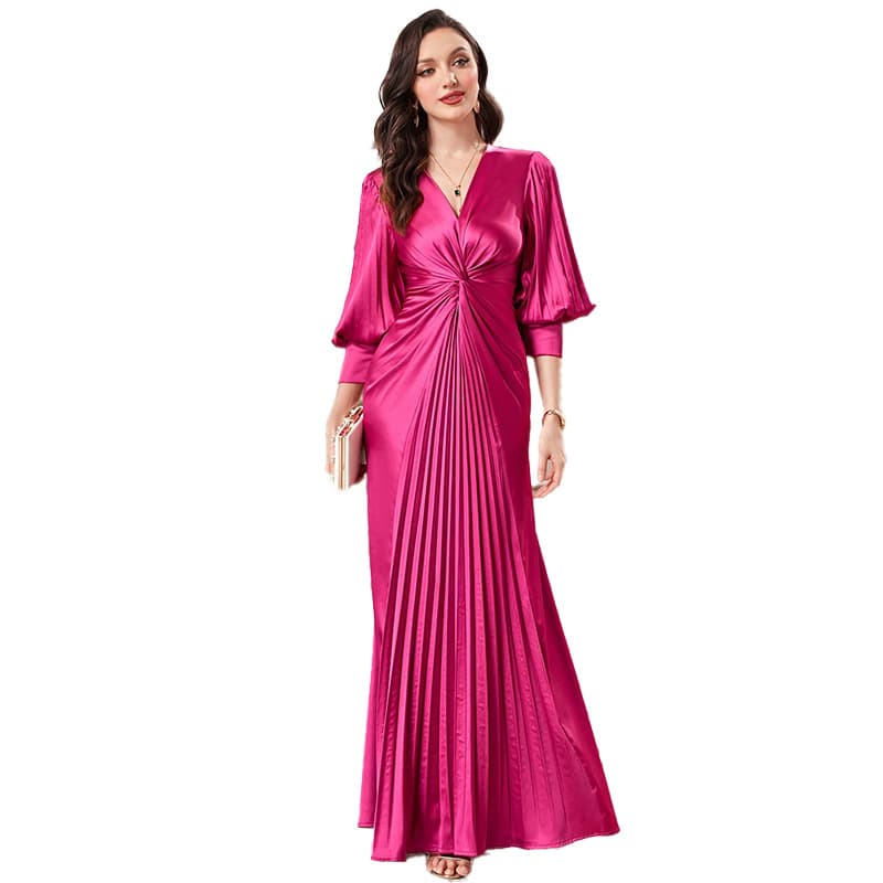 Vestido de fiesta con manga linterna ajustado cintura alta