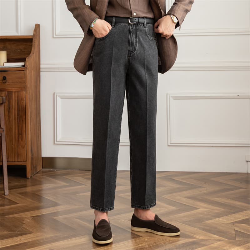 Pantalones de mezclilla de cintura alta estilo japonés