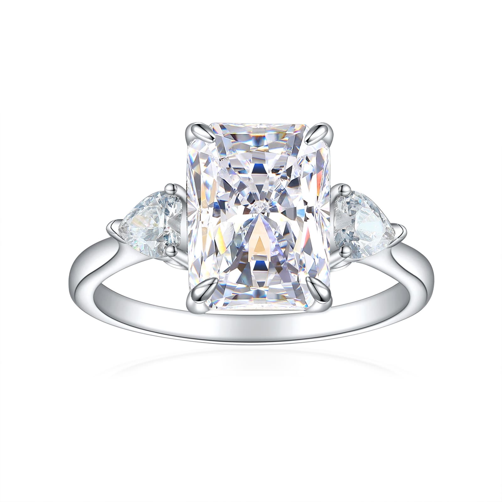 Anillo de plata 925 con gemas rectangulares de colores