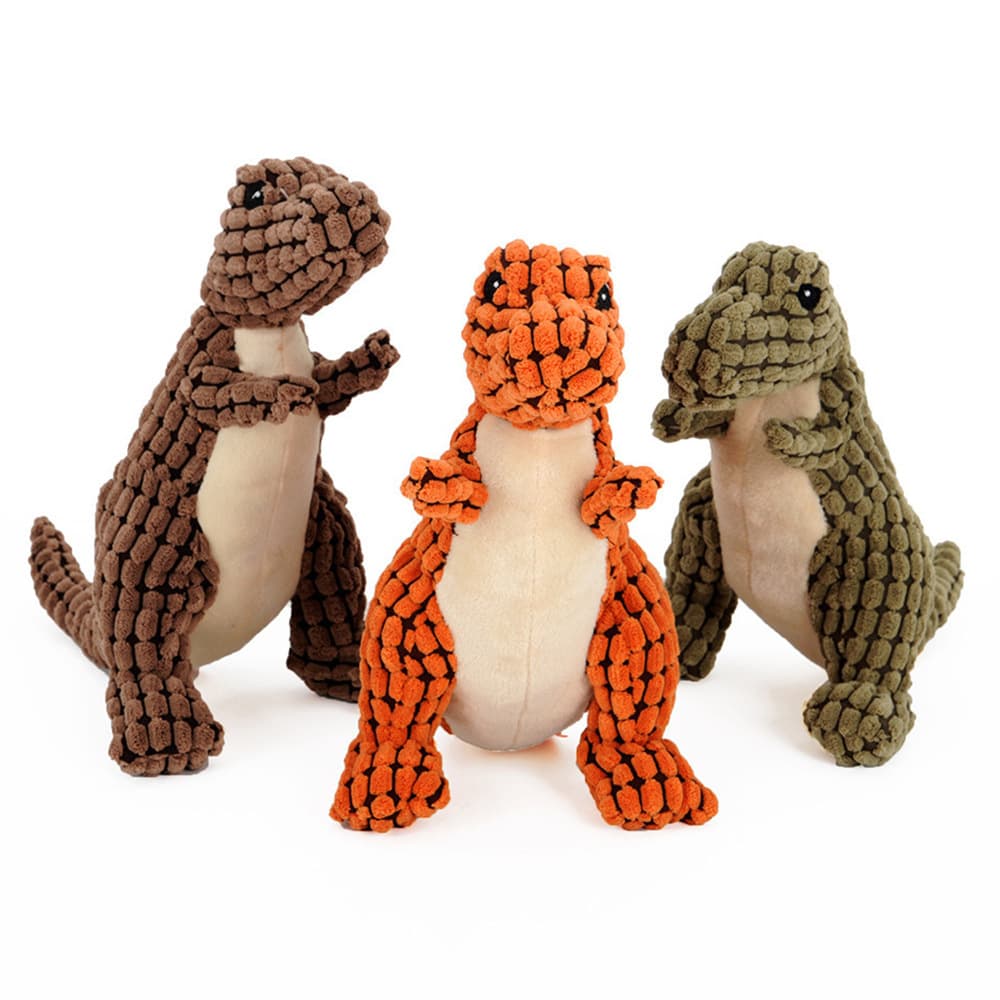 Juguete de dinosaurio para perros con sonajero