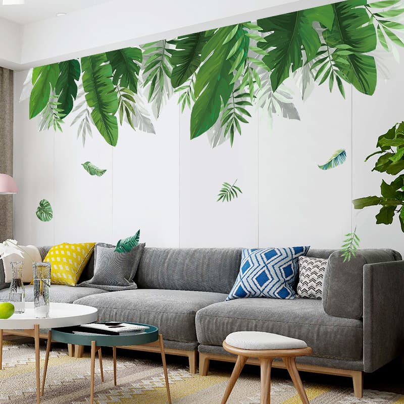 Pegatinas de pared estilo nórdico con plantas verdes