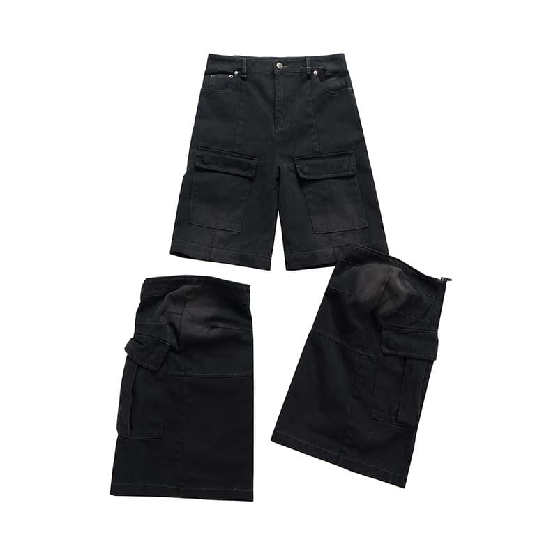 Jeans de trabajo desgastado con múltiples bolsillos