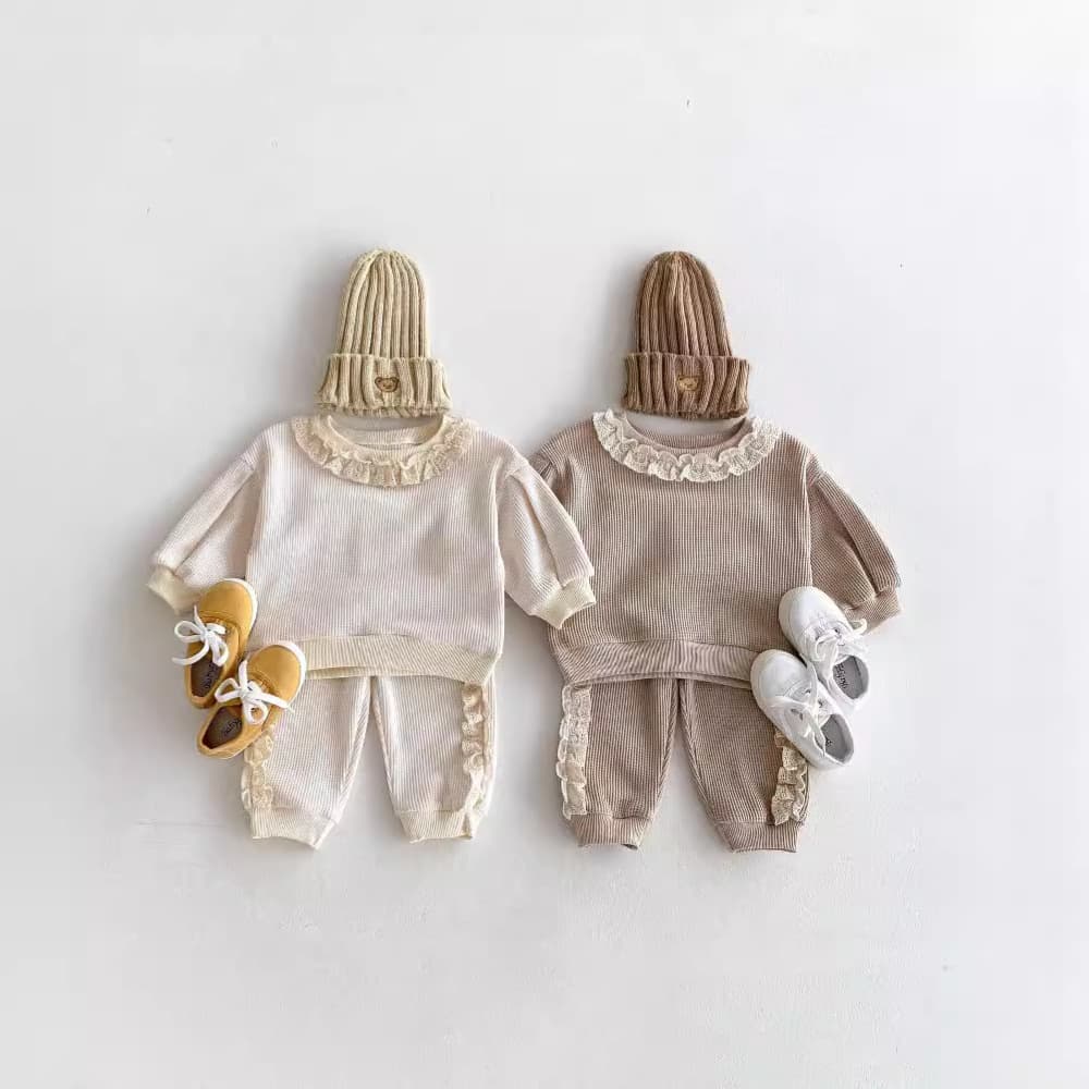 Conjunto 2 piezas niña estilo coreano suéter y pantalón