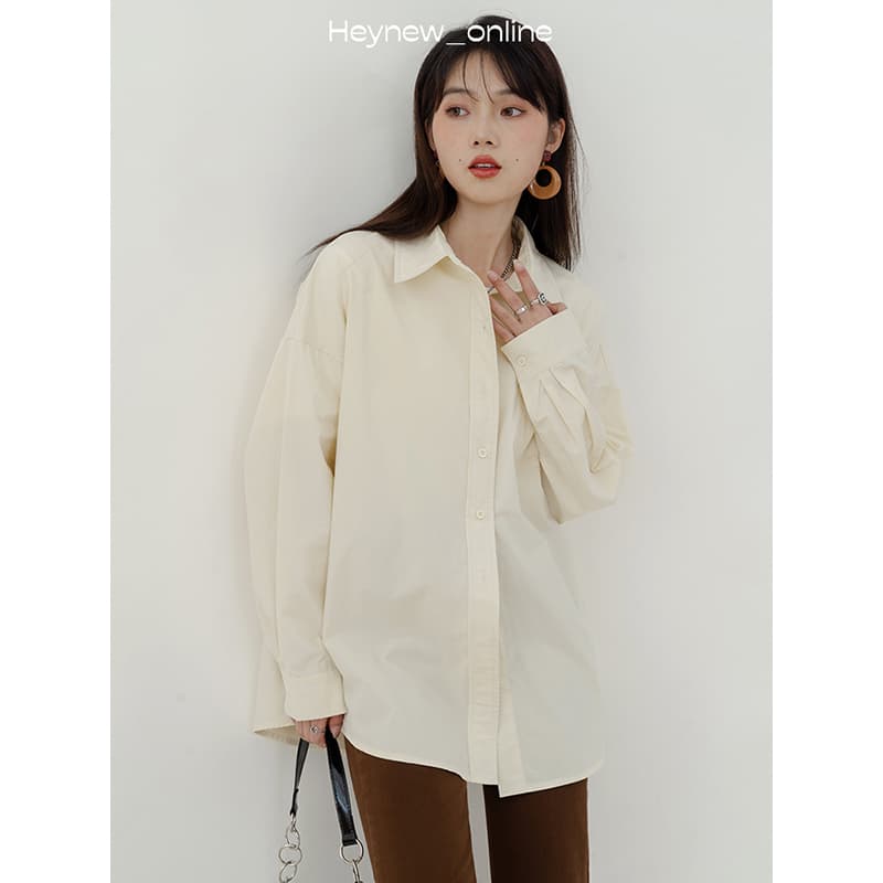 Camisa de algodón lisa y cómoda para mujer