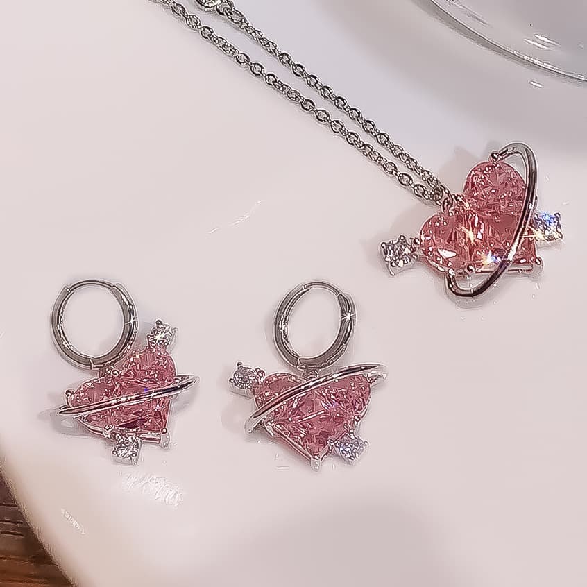 Conjunto de joyería para mujer con diseño de corazón