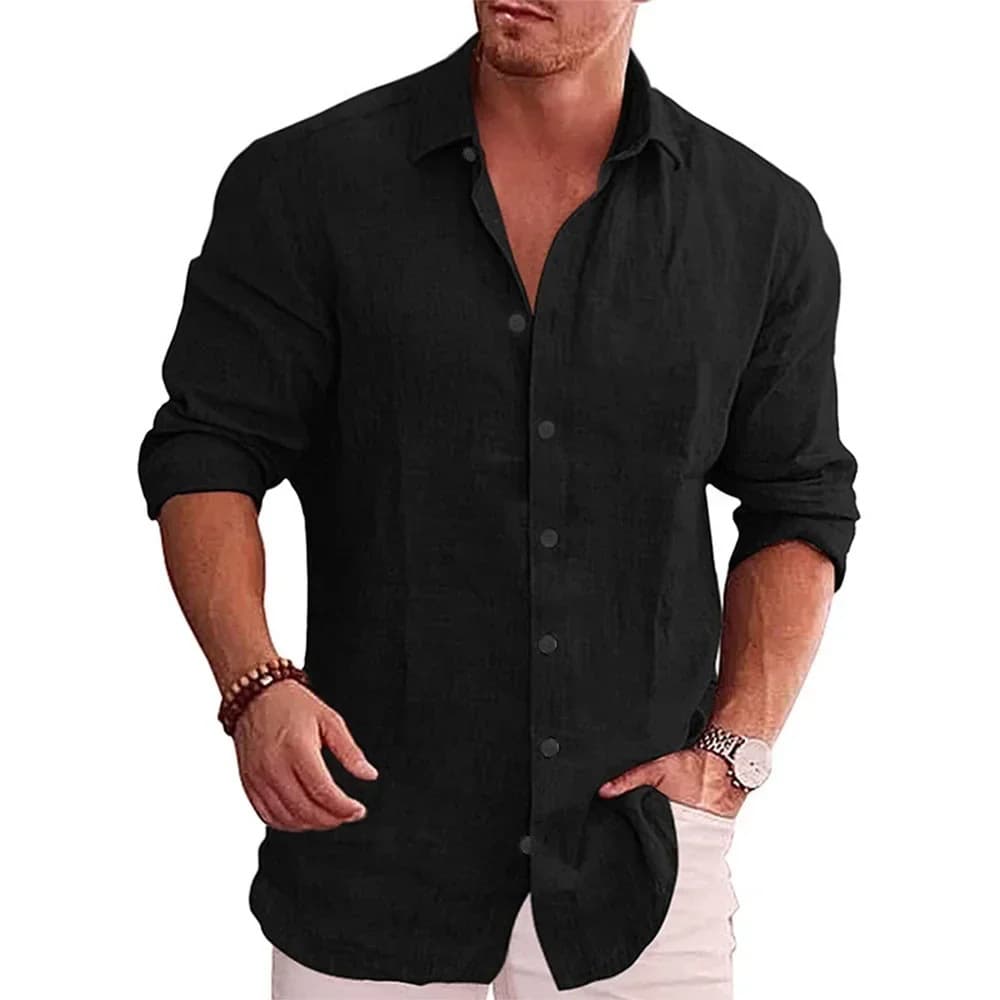 Camisa de color sólido estampado 3D para hombre