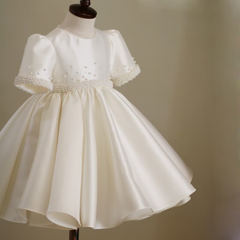 Vestido de satén para niña estilo princesa color sólido