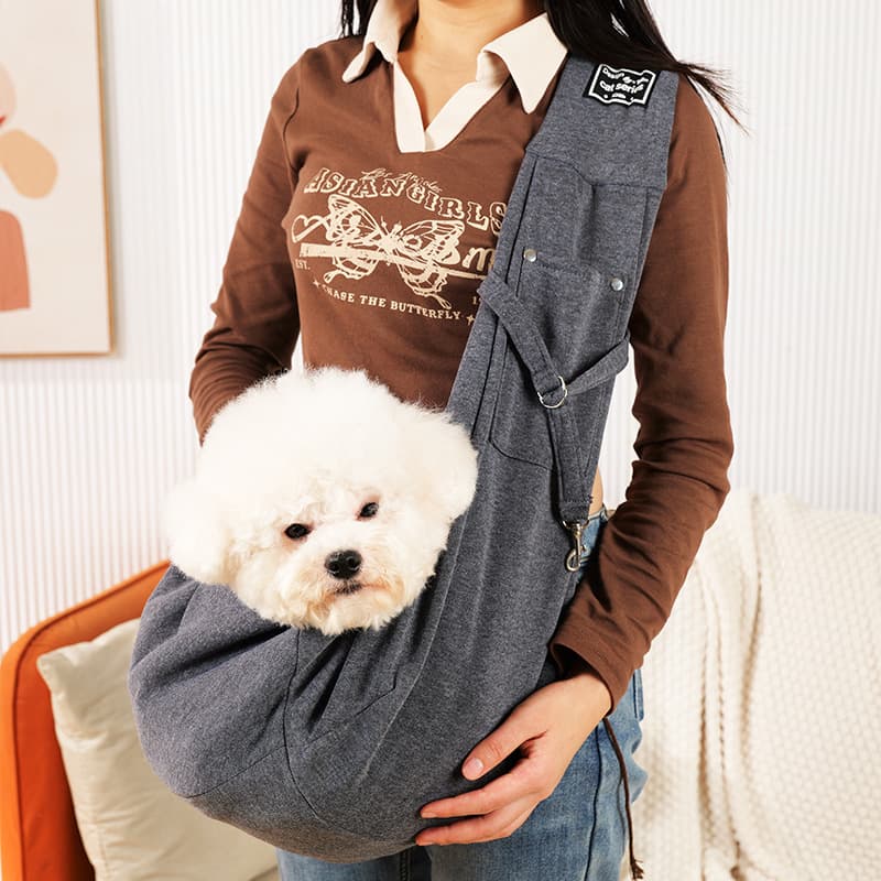 Bolsa bandolera para mascota con bolsillo para móvil