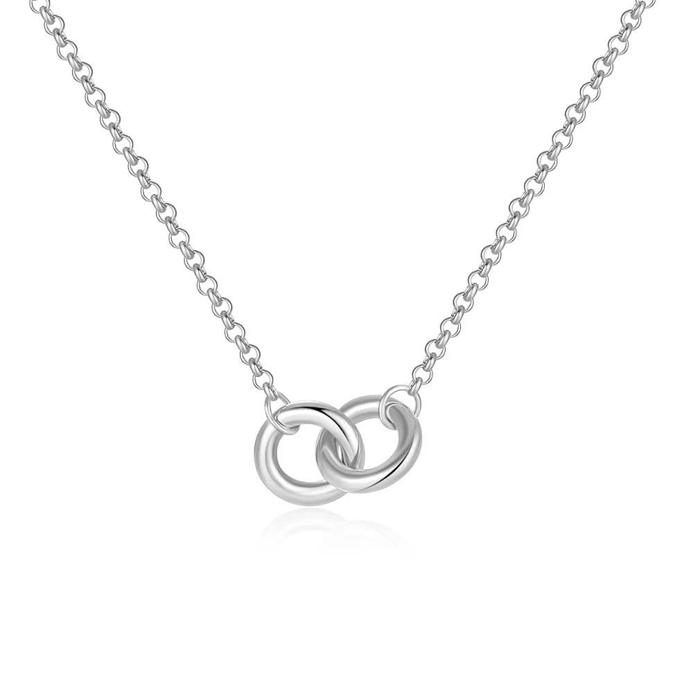 Collar doble anillo de plata esterlina