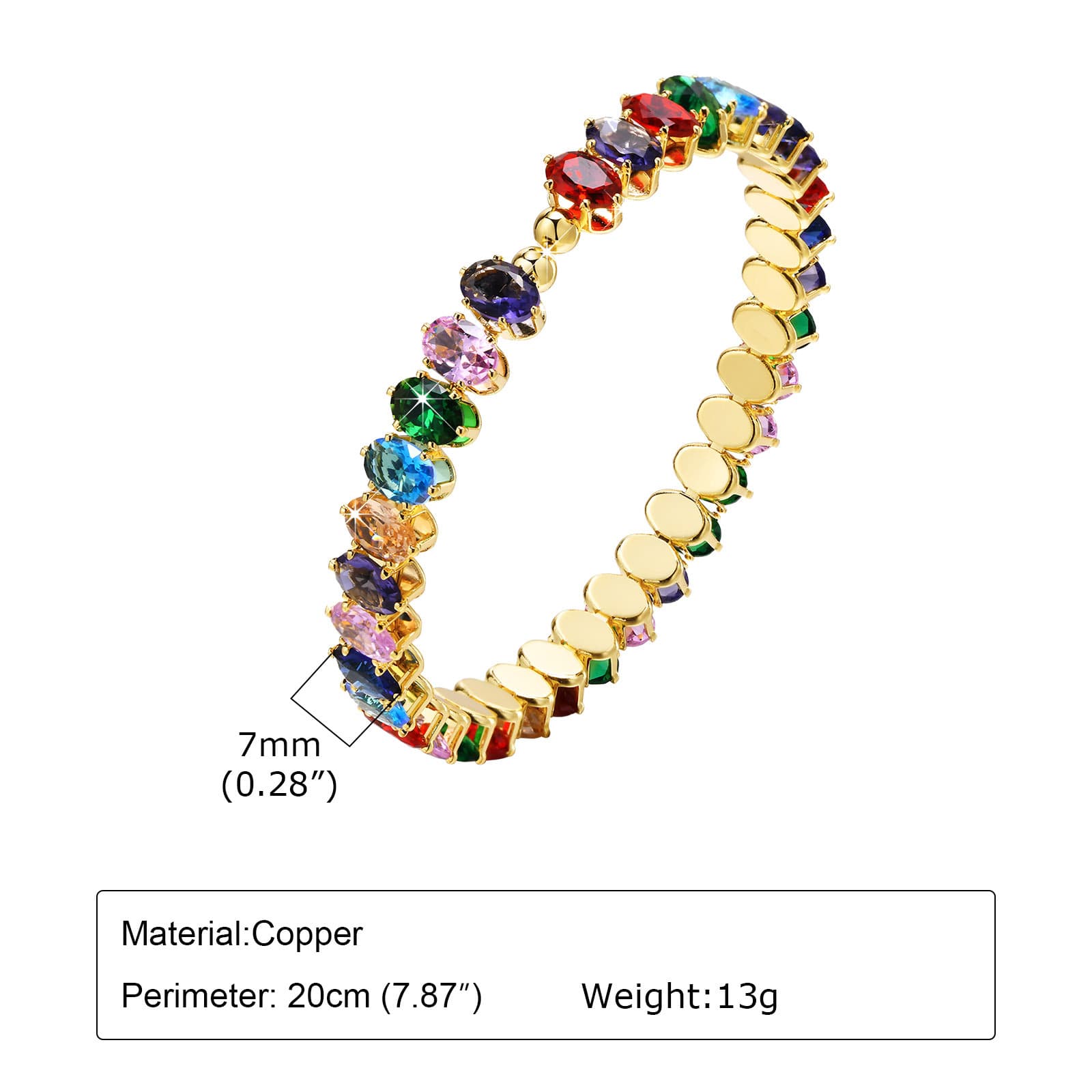 Pulsera de circonia oval multicolor para mujer