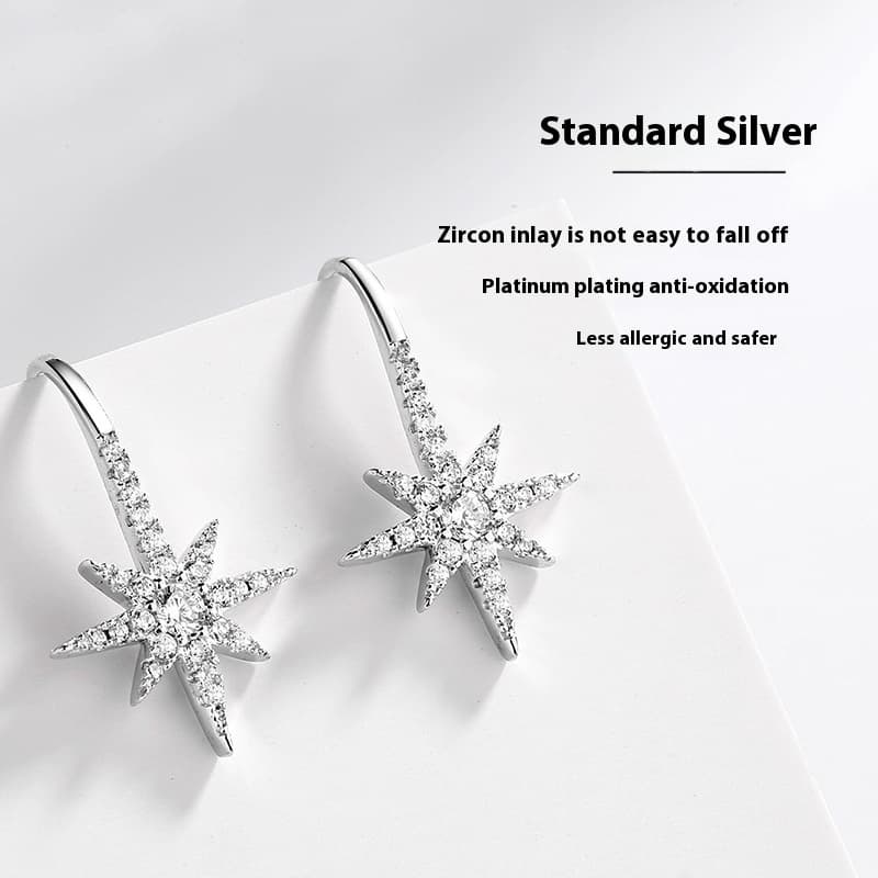 Aretes de estrella de 925 plata