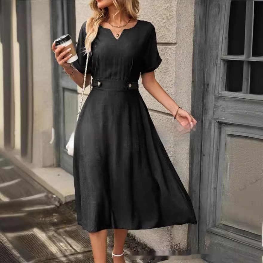 Vestido de mujer manga corta cintura elástica