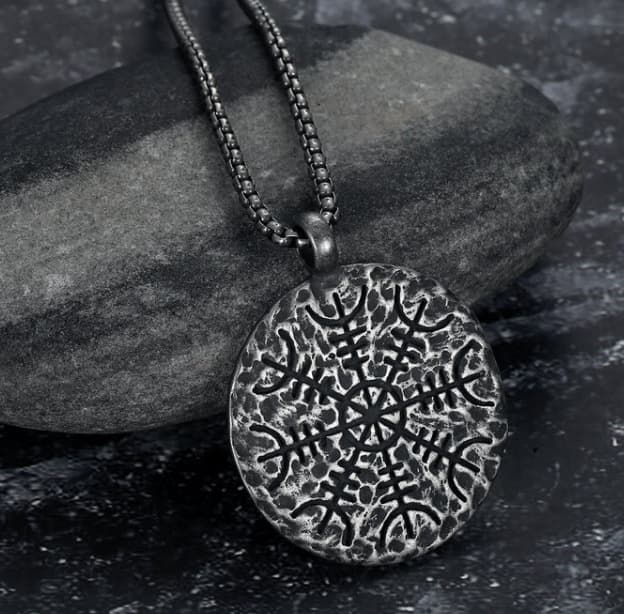 Collar hombre acero titanio estilo vikingo retro, cadena metal