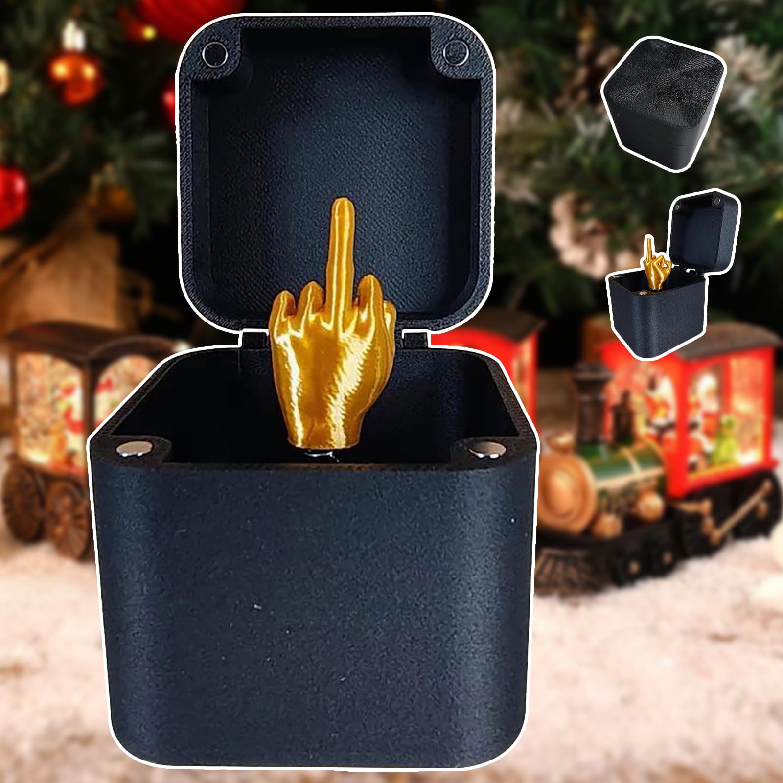 Caja de regalo broma con dedo medio para escritorio