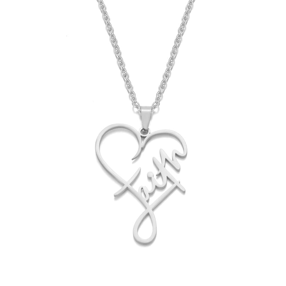 Collar de corazón de fe estilo europeo americano