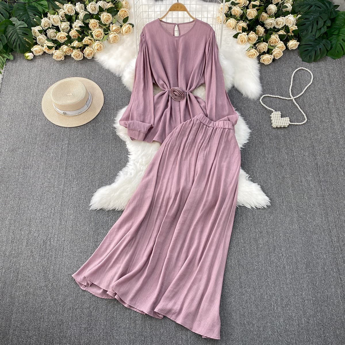 Conjunto francés de dos piezas con cintura ajustable