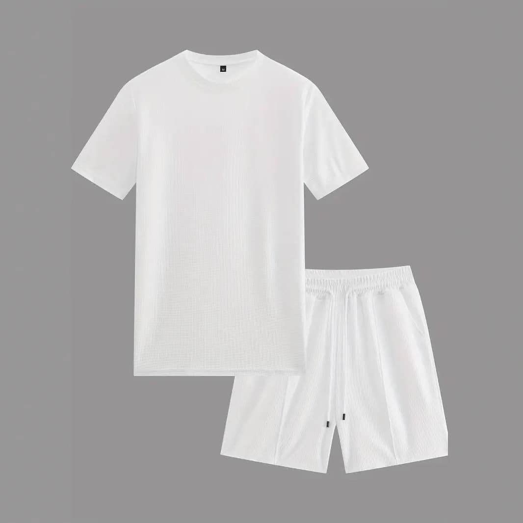Conjunto verano waffle: blusa manga corta y pantalones cortos