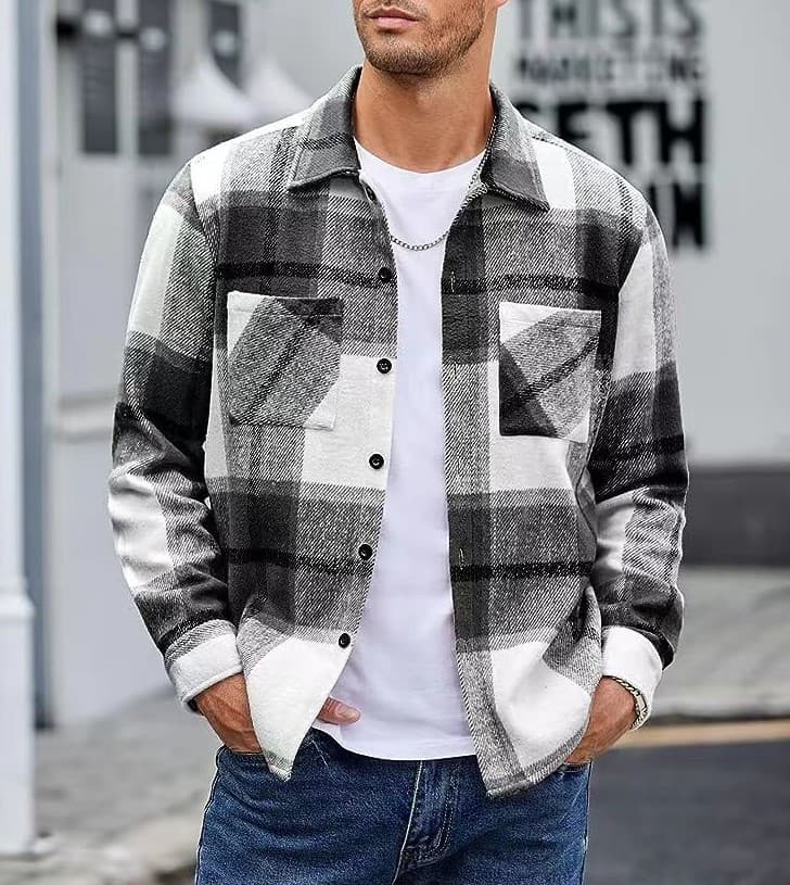 Chaqueta térmica acolchada a cuadros para hombres