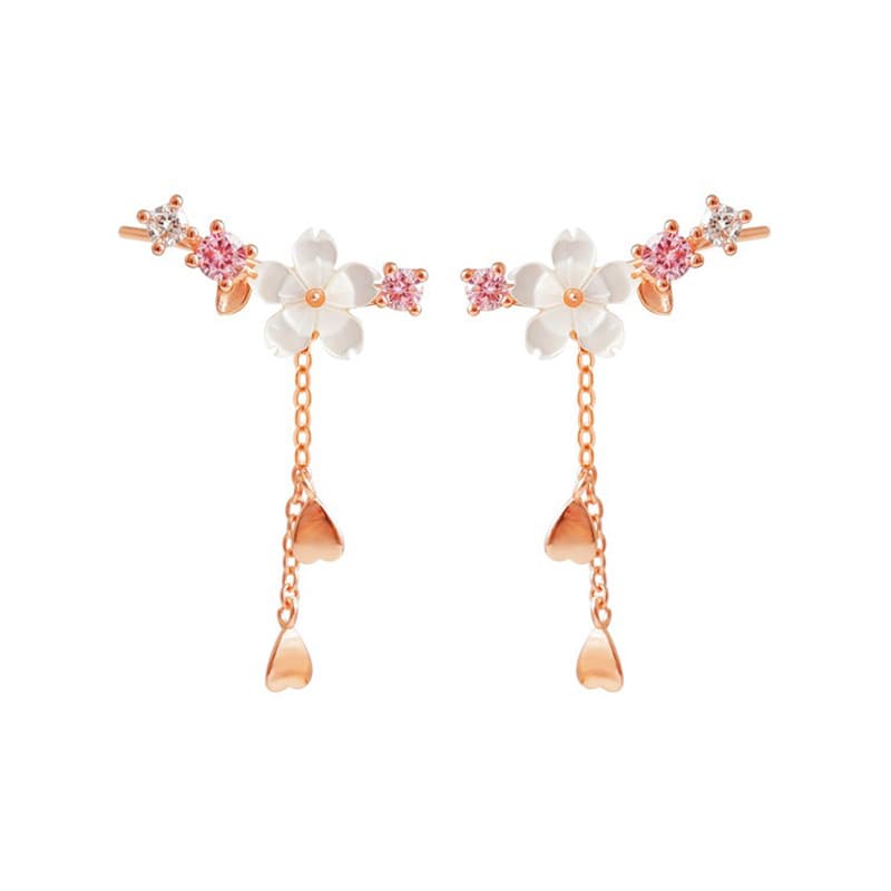 Aretes de flor estilo coreano con diseño colgante