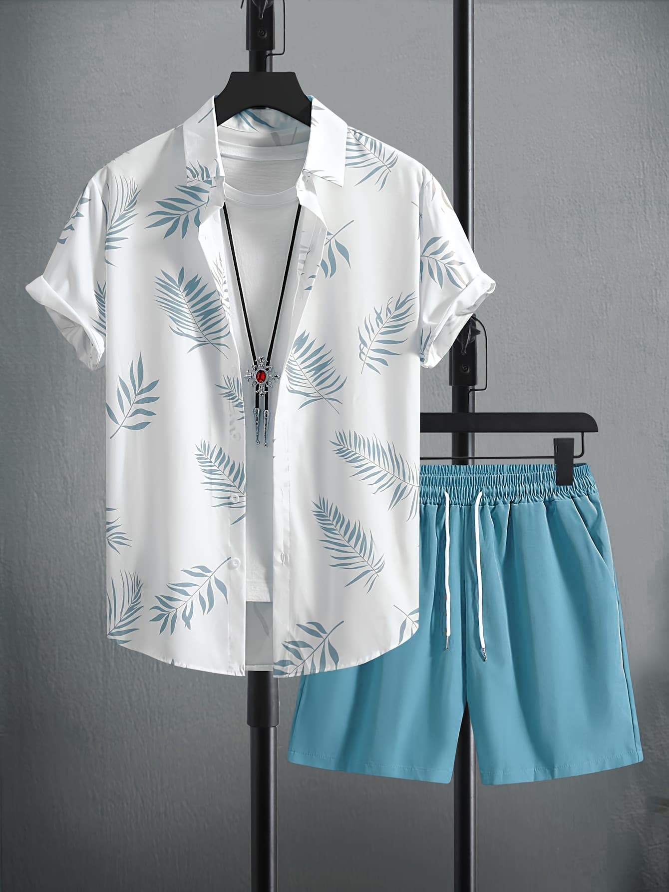 Conjunto de camisa y shorts con estampado 3D