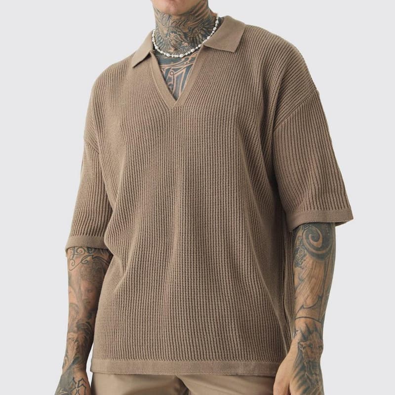 Camisa casual para hombre con cuello polo y manga corta