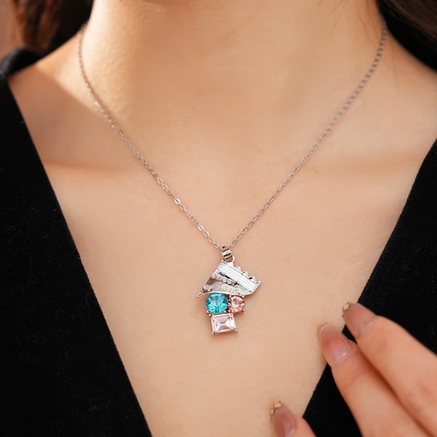 Collar de cristal en acero inoxidable con gemas