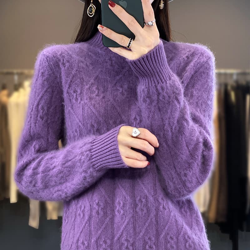 Suéter tejido de lana con cuello alto
