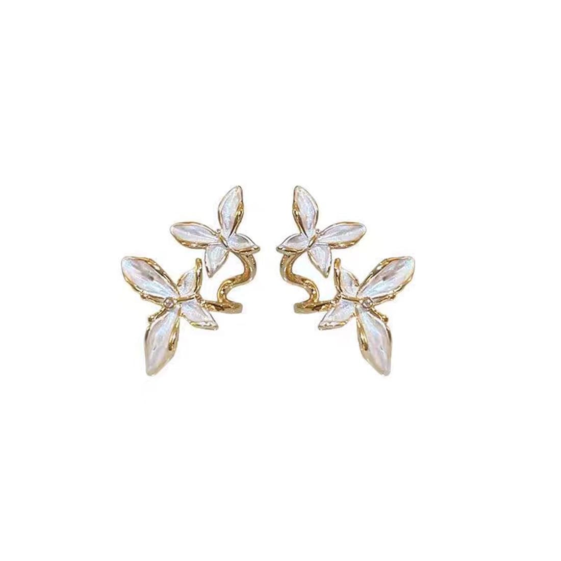 Aretes vintage mariposa doble dorados