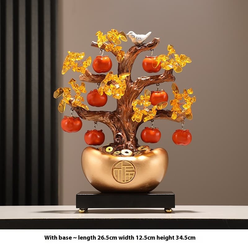 Árbol de la fortuna con cristales, adorno decorativo de resina