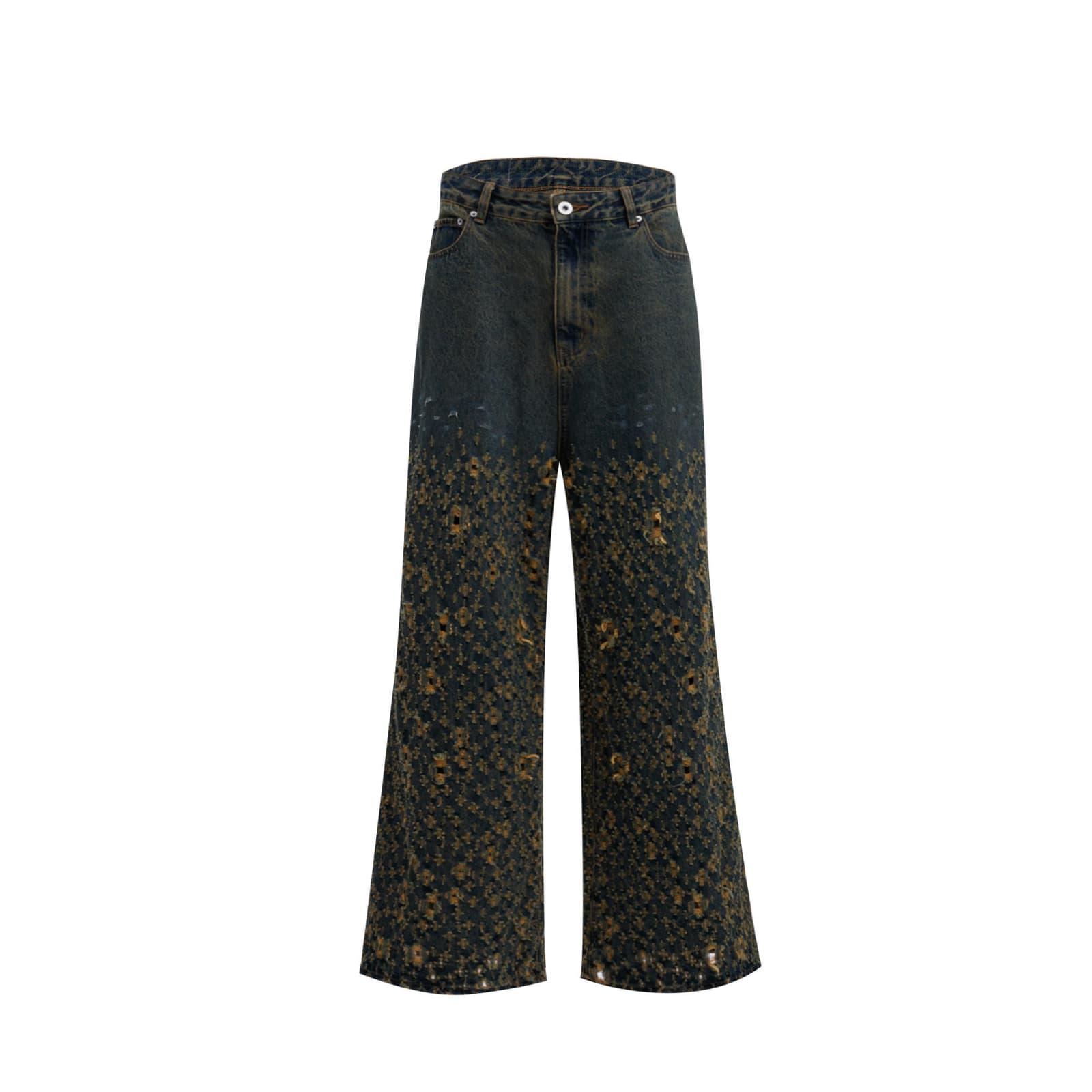 Jeans vintage con rasgaduras irregulares
