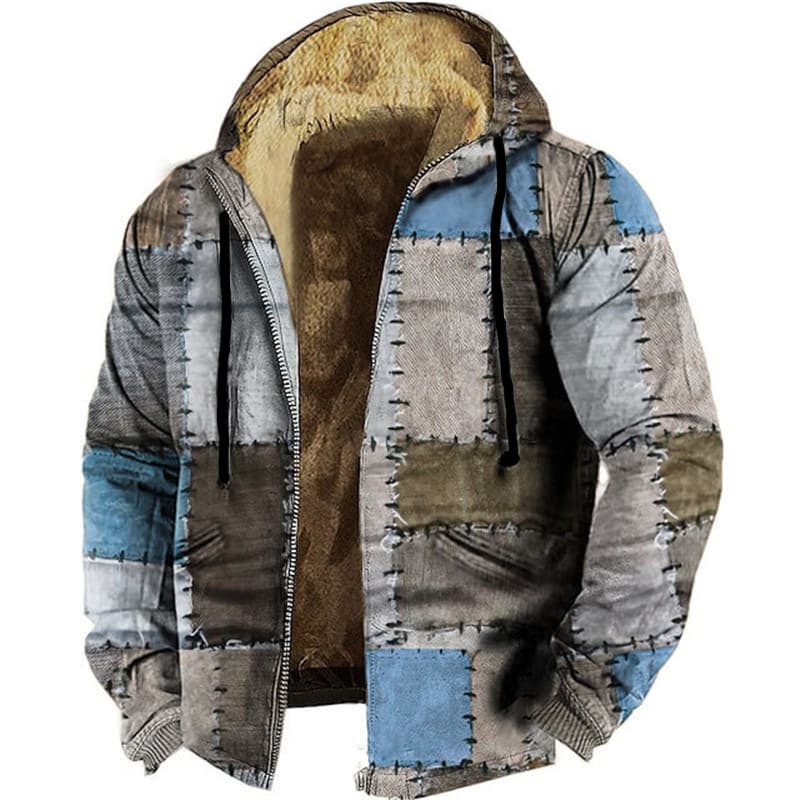 Chaqueta acolchada con capucha y forro marrón