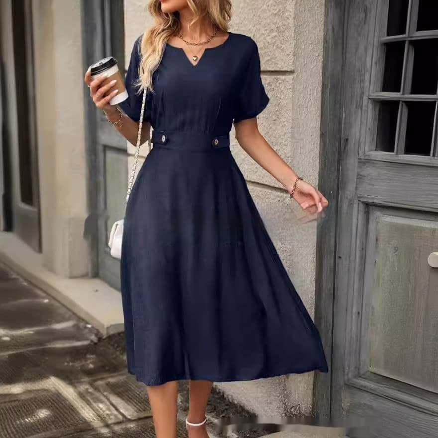 Vestido de mujer manga corta cintura elástica