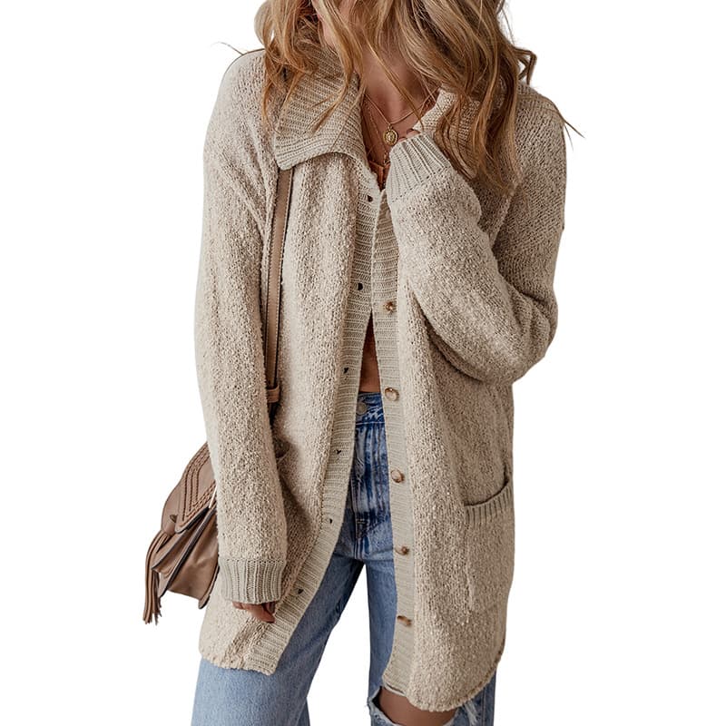 Cardigan tejido de largo medio estilo casual