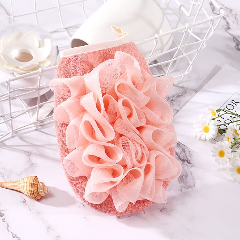 Esponja de baño de malla doble cara reutilizable