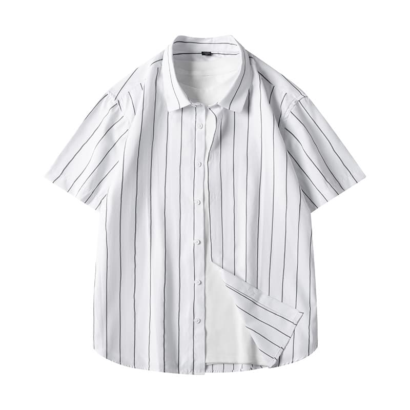 Camisa algodón a rayas corta hombre casual
