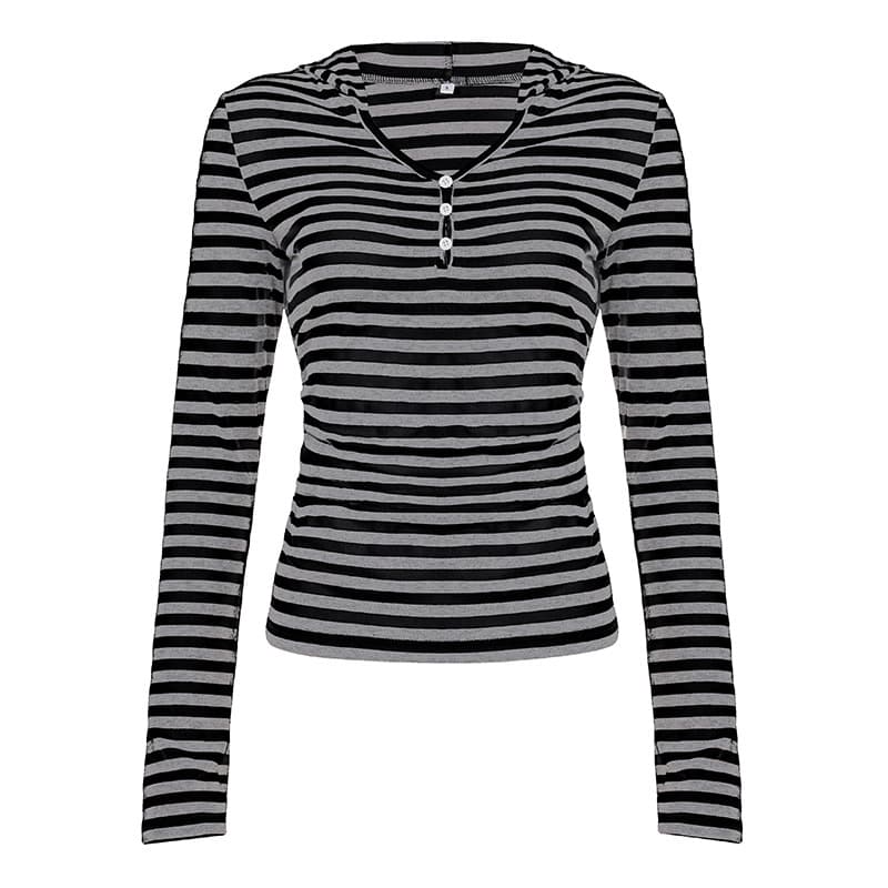 Remera de punto a rayas estilo retro para mujer
