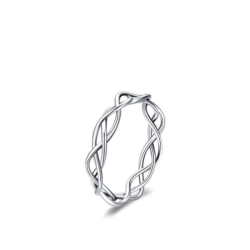 Anillo hueco de plata esterlina 925 con líneas