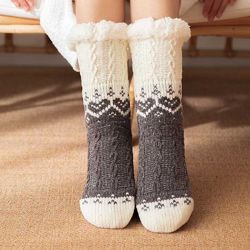 Calcetines piso peluche jacquard invierno navideño