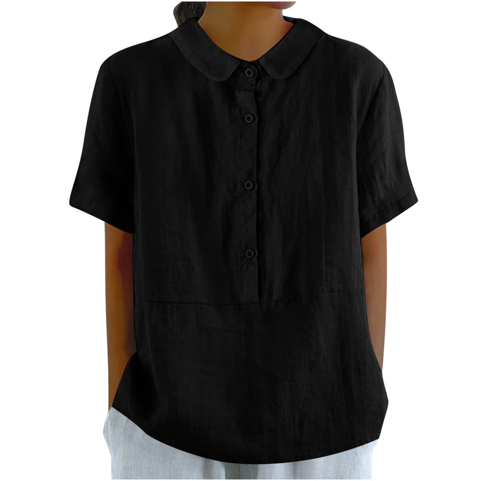 Blusa casual de algodón y lino para mujer