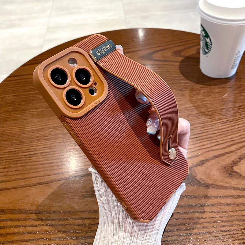 Funda para teléfono con correa y patrón vertical