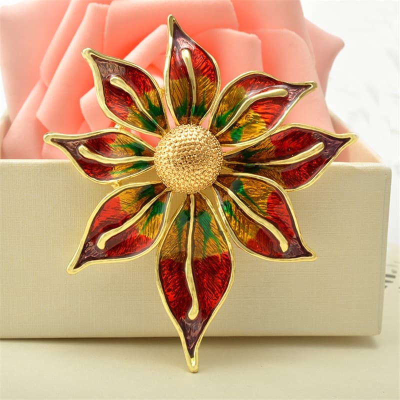 Broche flor esmalte brillante con acabado óleo