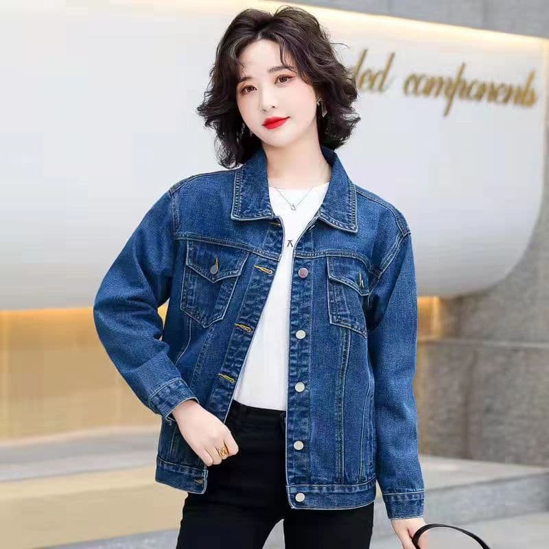 Chaqueta corta de mezclilla para mujer, estilo coreano