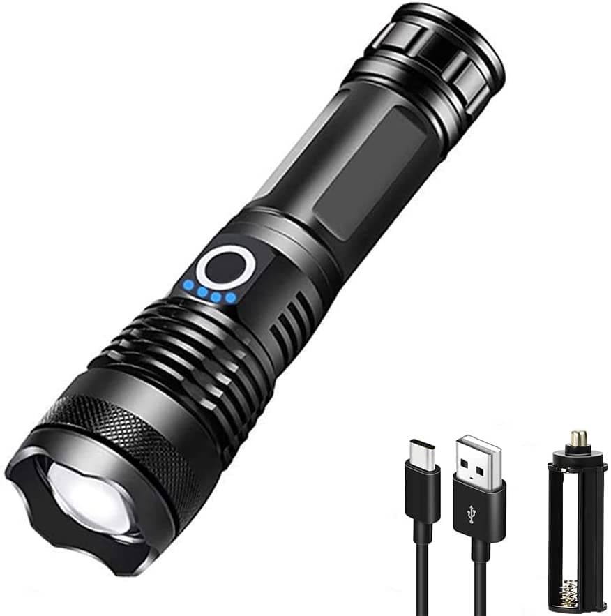 Linterna LED telescópica recargable de largo alcance