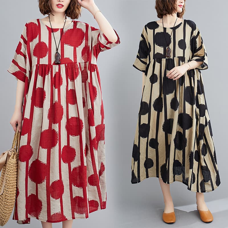 Vestido estampado manga corta talla grande