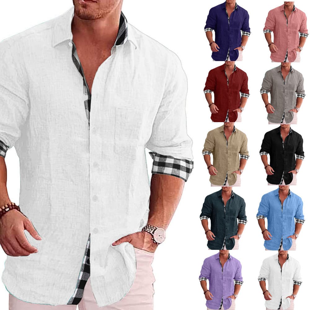 Camisa de cuadros para hombre manga larga estilo casual