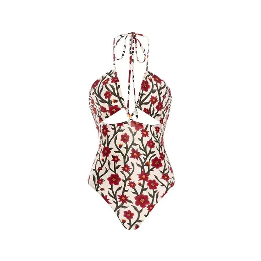Traje de baño con falda vaporosa y diseño de lazo