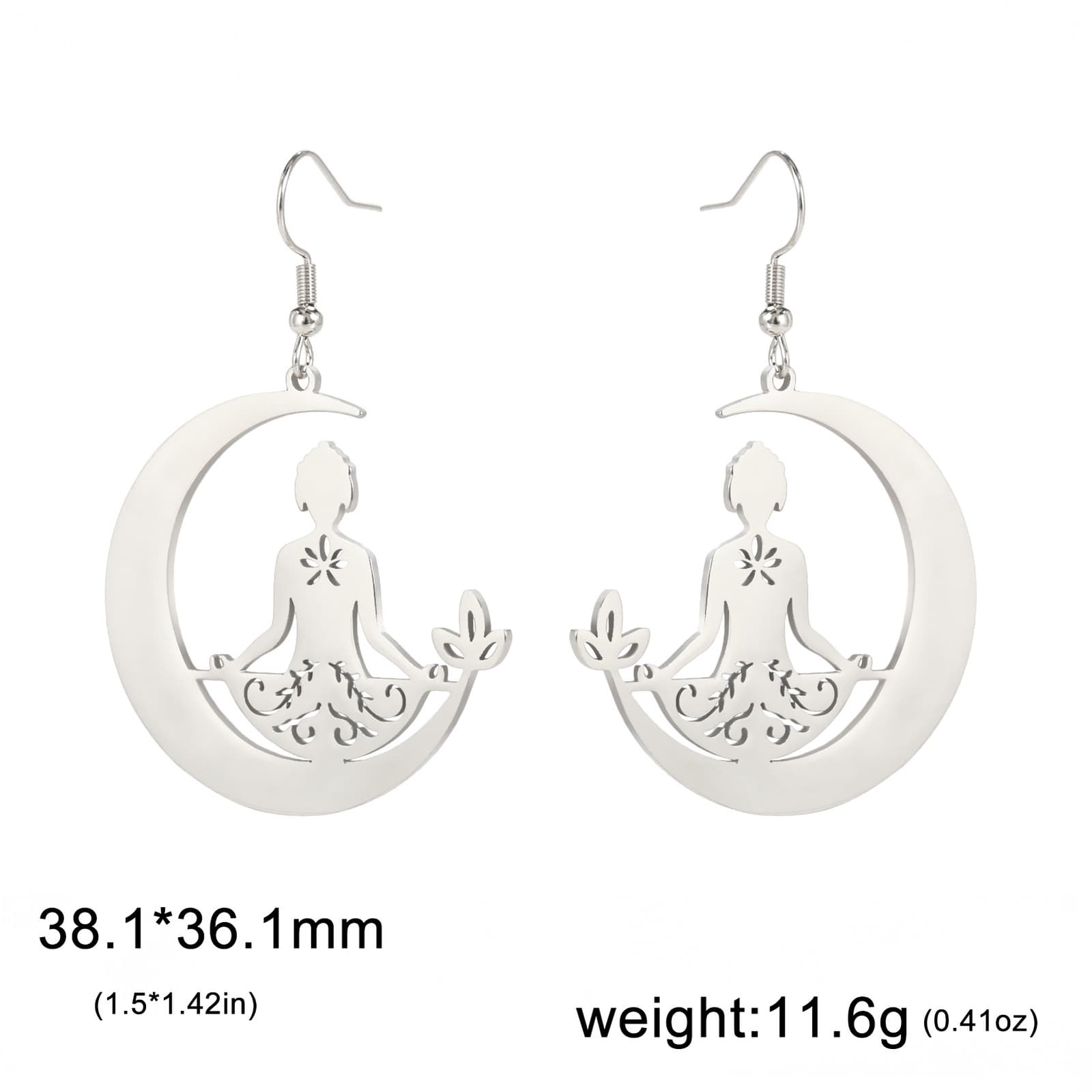 Aretes de luna acero inoxidable para yoga y meditación