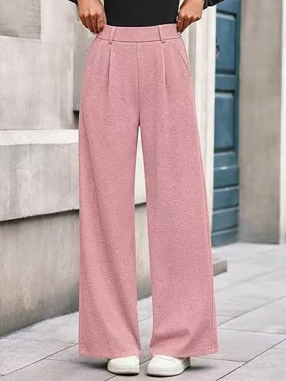 Pantalones rectos y anchos de tiro alto para mujer