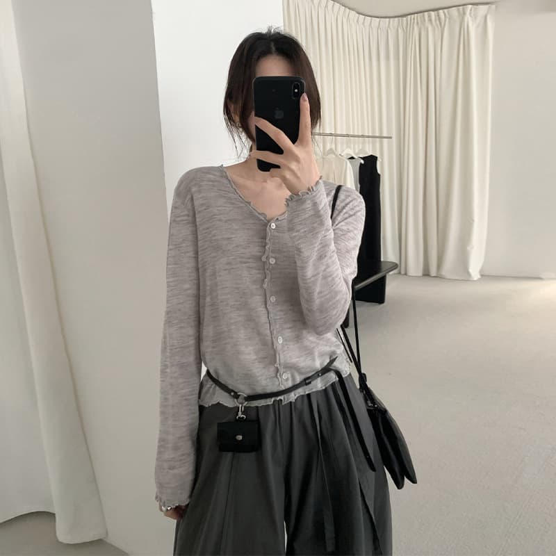 Cardigan de punto con diseño de encaje tipo hongo