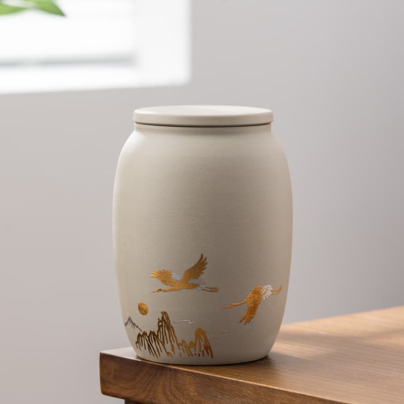 Contenedor de cerámica para té con diseños retro